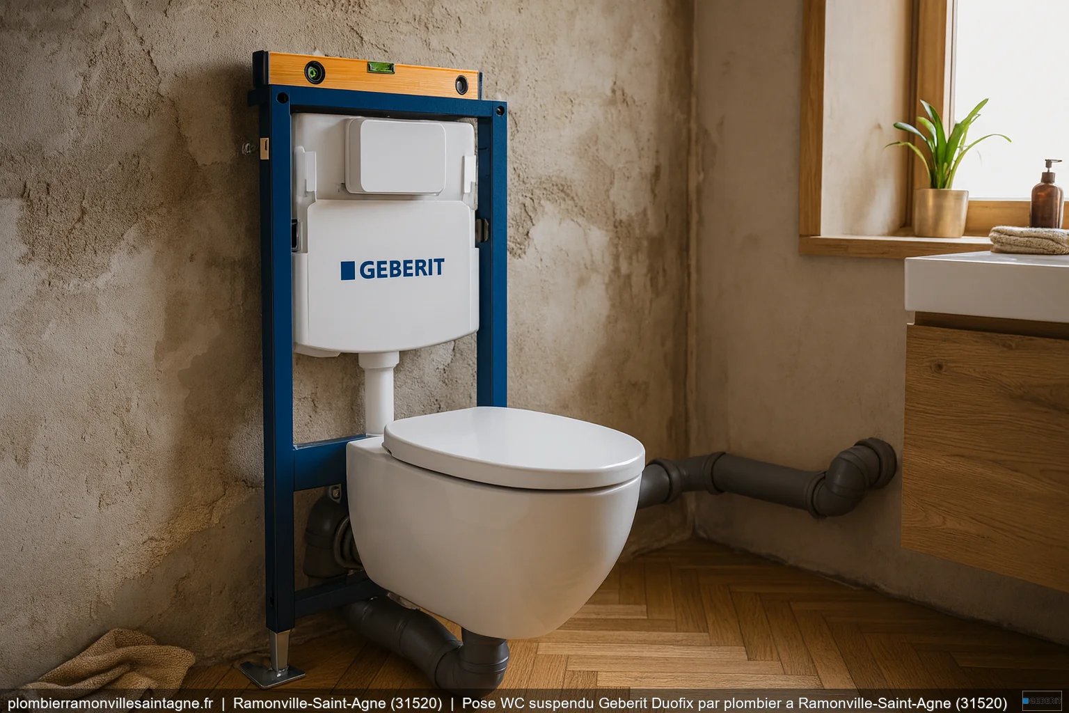 Pose WC suspendu Geberit Duofix par plombier a Ramonville-Saint-Agne (31520)